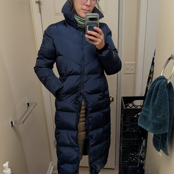 Puffy Down Parka, Navy Blue, Vintage - Picture 4 of 13